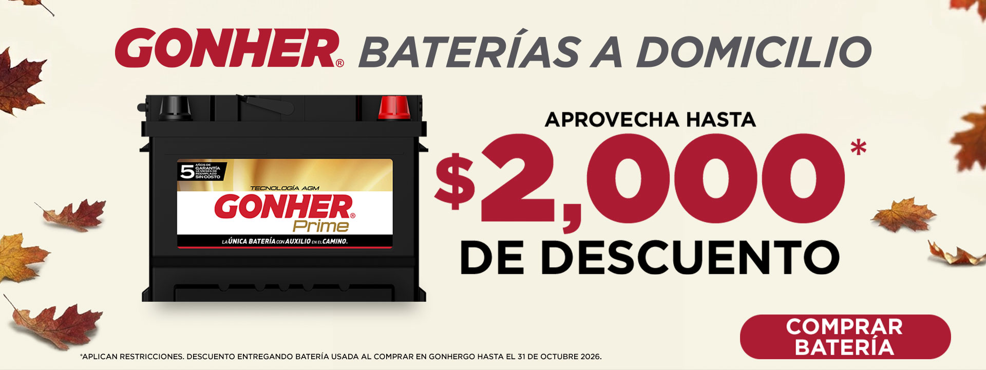 baterias gonher a domicilio